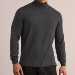 Canali Merino Wool Mock Neck Sweater Gray Man  Made in Italy size 50/ Large